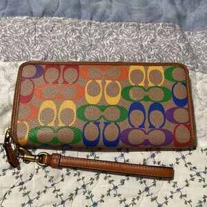 Coach Rainbow Signature Wristlet